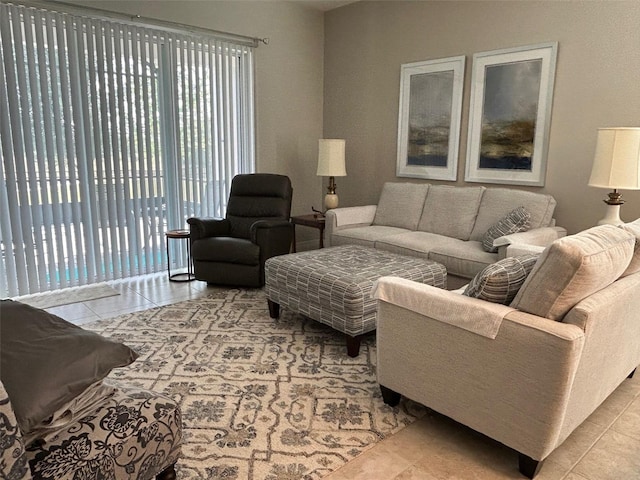 view of tiled living room