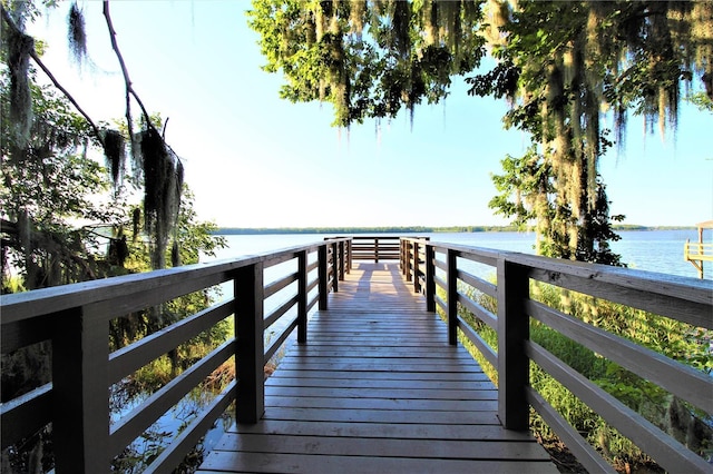 view of dock featuring a water view