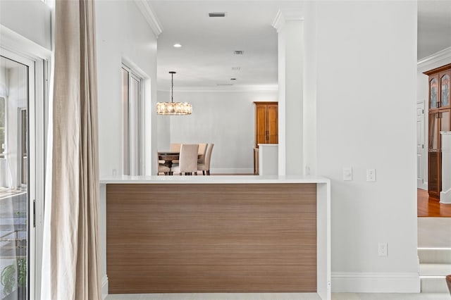 interior space with an inviting chandelier