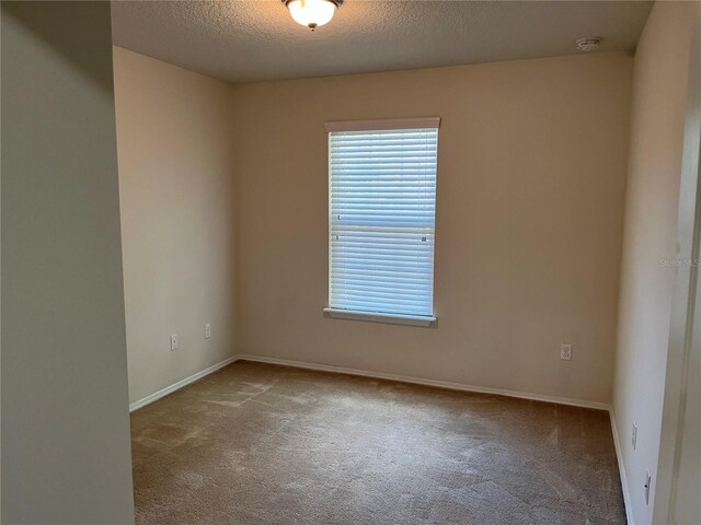 carpeted spare room featuring a textured ceiling