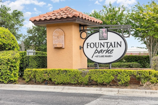 view of community sign