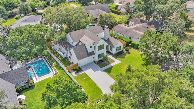 bird's eye view with a residential view