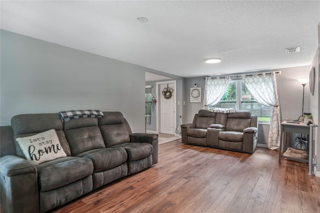 living room with wood-type flooring