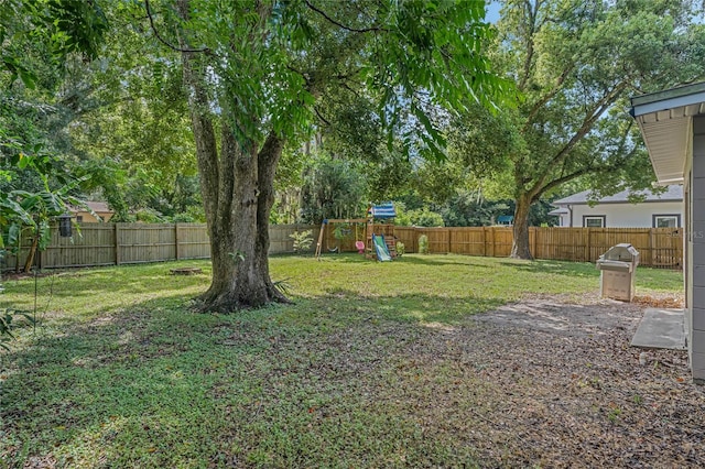 view of yard featuring a playground