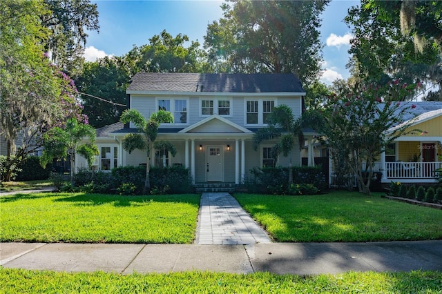 view of front of house with a front lawn