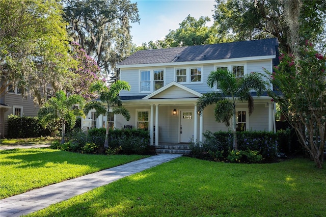 view of front of house with a front lawn