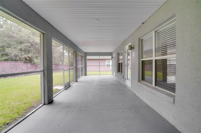 view of unfurnished sunroom