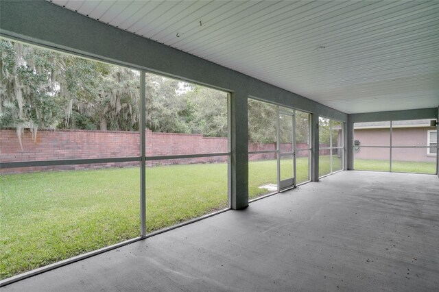 view of unfurnished sunroom