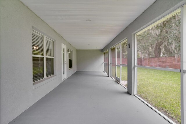 view of unfurnished sunroom