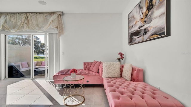 view of tiled living area