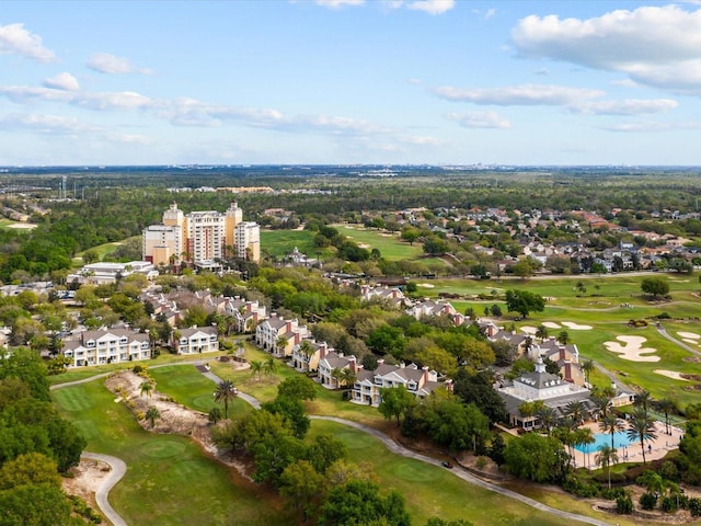 bird's eye view featuring a residential view and golf course view