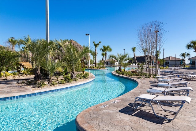 view of pool with a patio area