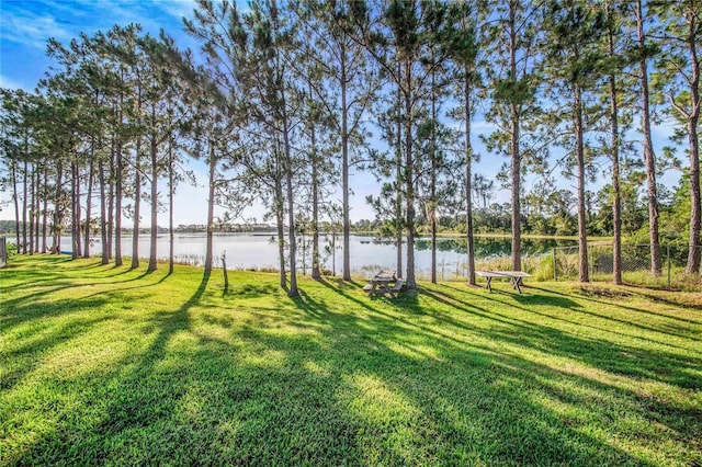 view of yard featuring a water view