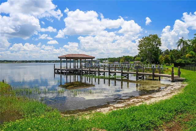 view of dock featuring a water view