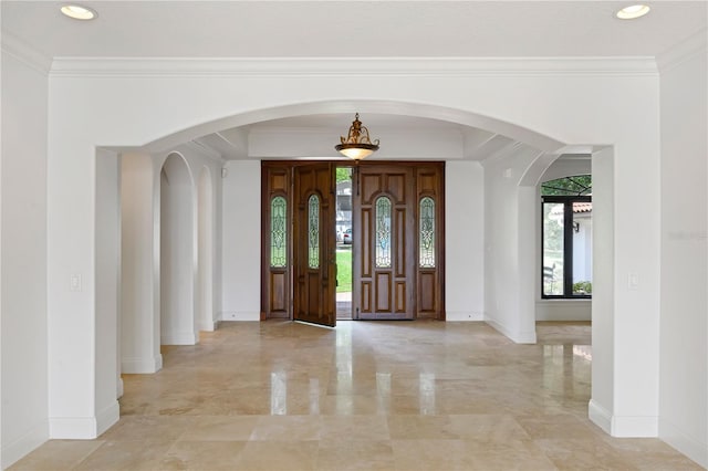 foyer entrance with crown molding