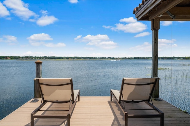 view of dock featuring a water view