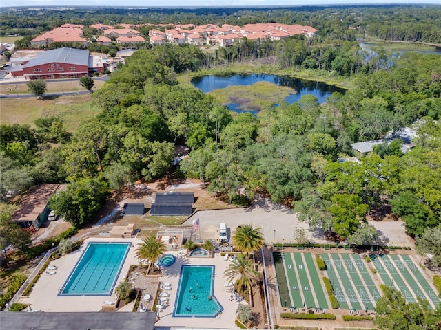 236 Peppertree Ct, Lake Mary, FL 32746 - bird's eye view of a nearby body of water and a pool area