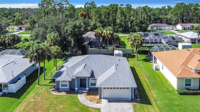 aerial view with a residential view