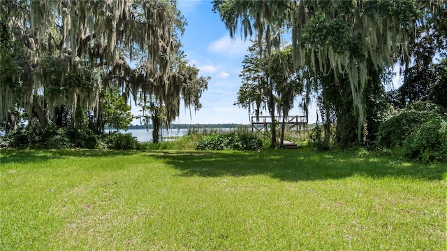 view of yard featuring a water view