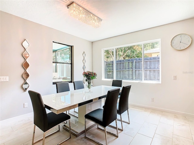 view of tiled dining space