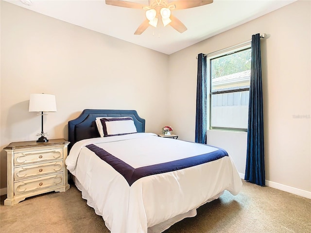 bedroom with carpet and ceiling fan