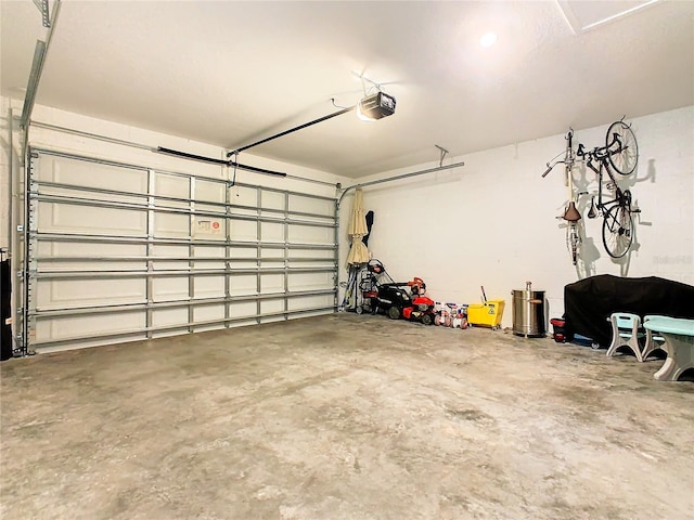 garage with a garage door opener