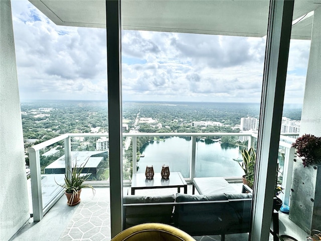 balcony with a water view