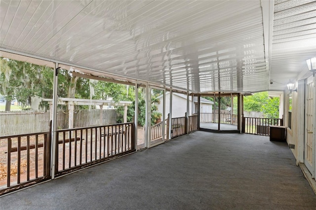 view of unfurnished sunroom