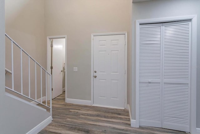 foyer entrance featuring hardwood / wood-style floors