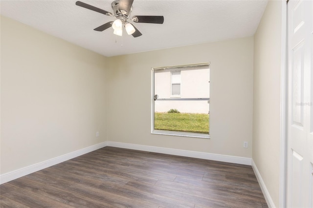 unfurnished room featuring ceiling fan and wood-type flooring