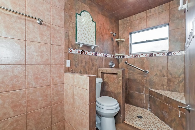 full bathroom with toilet and walk in shower