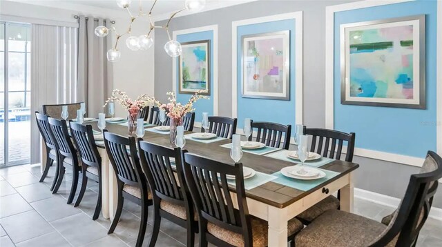 dining area with tile patterned floors