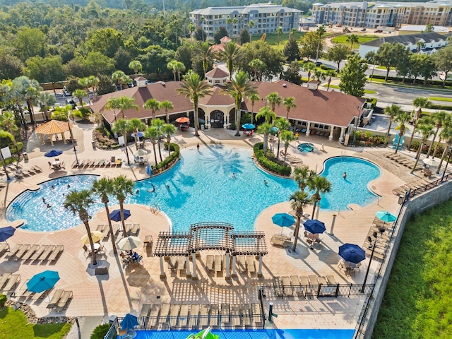 view of pool featuring a patio area