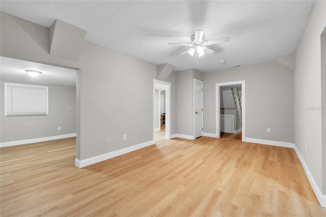 interior space featuring light hardwood / wood-style floors and ceiling fan