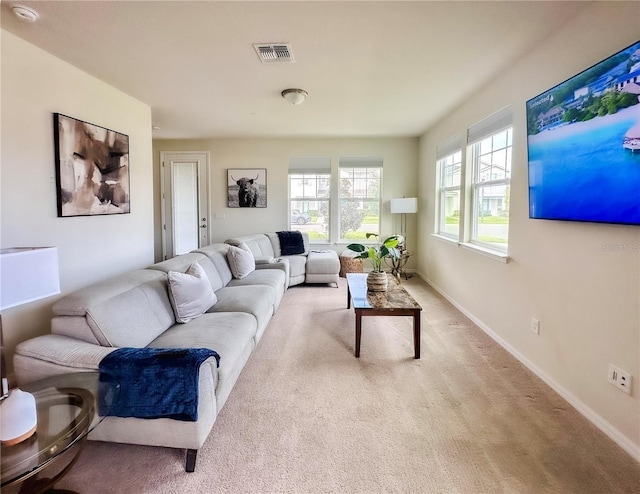 living room featuring carpet