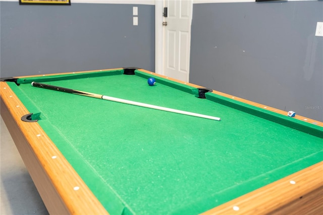 recreation room featuring pool table