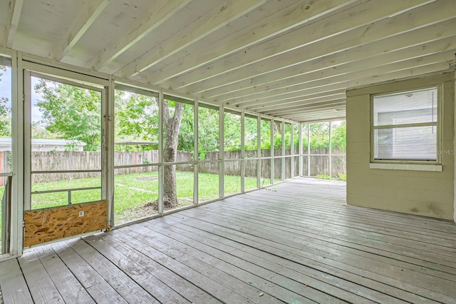 view of unfurnished sunroom