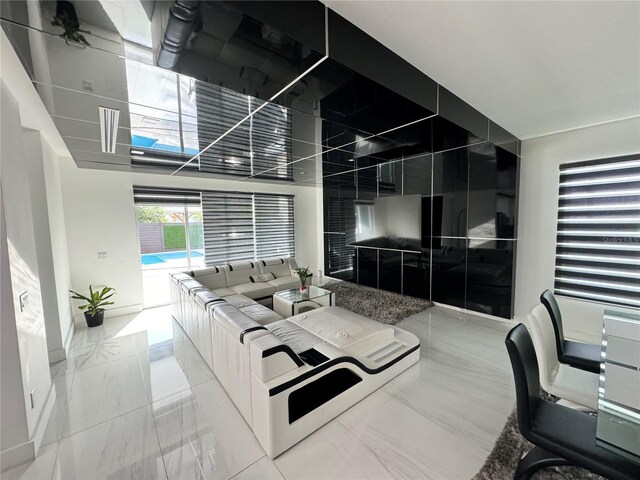 interior space with light tile patterned floors