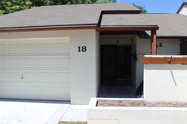 exterior space featuring a garage