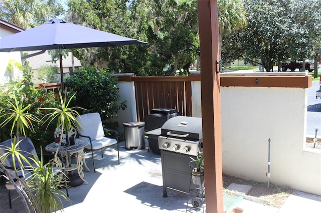 view of patio with area for grilling