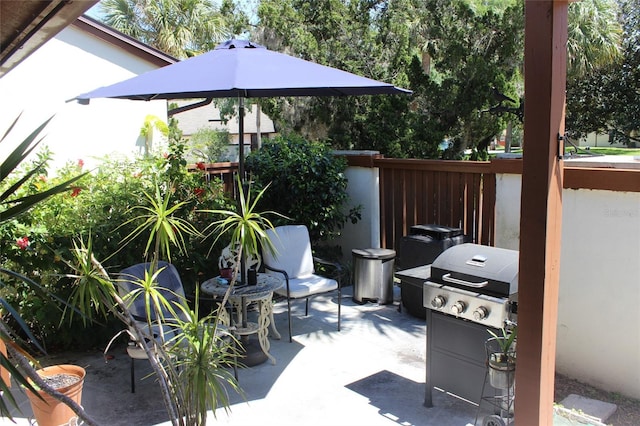 view of patio / terrace featuring a grill