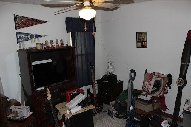 home office with ceiling fan