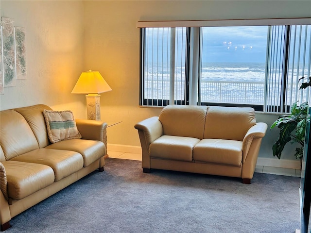 carpeted living room with a wealth of natural light