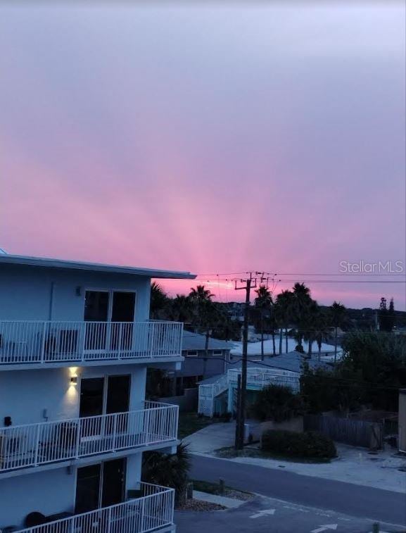 view of property at dusk