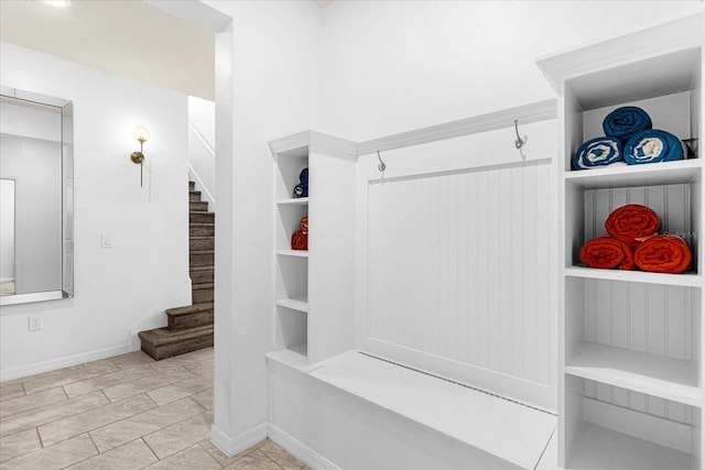 mudroom featuring light tile patterned floors