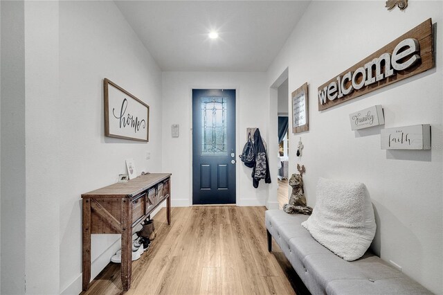 foyer entrance featuring light wood-type flooring