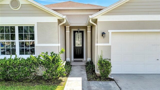 entrance to property with a garage