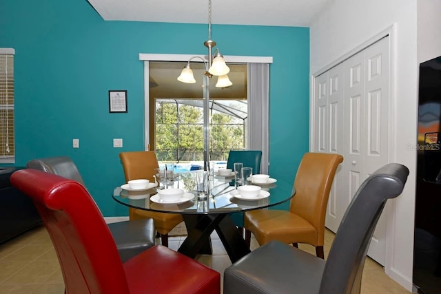 dining room with light tile patterned flooring