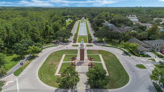 bird's eye view featuring a forest view