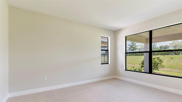 empty room featuring light carpet